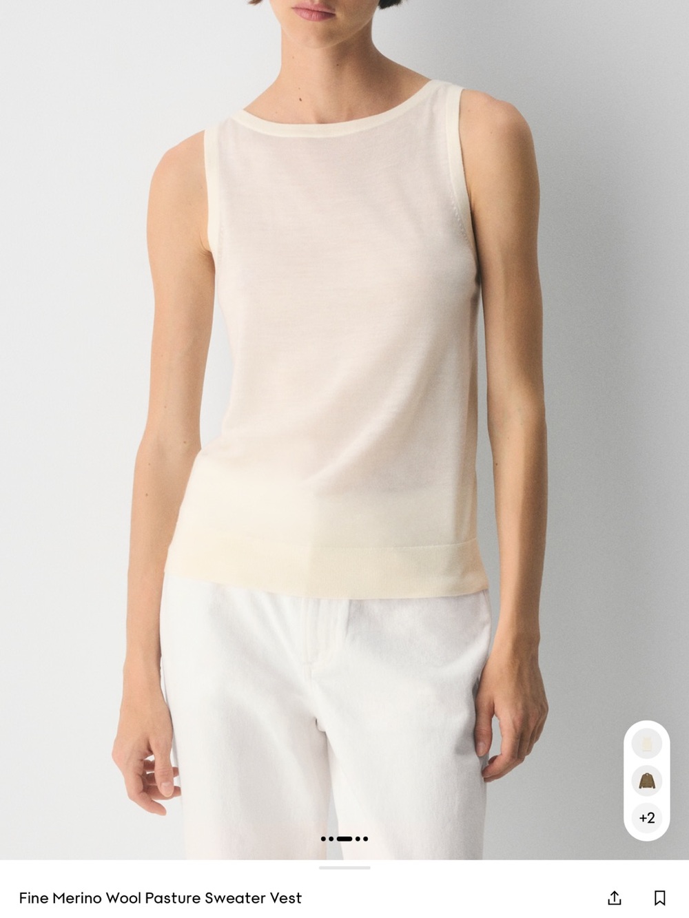 Aritzia Cream Sleeveless Merino Sweater Tank